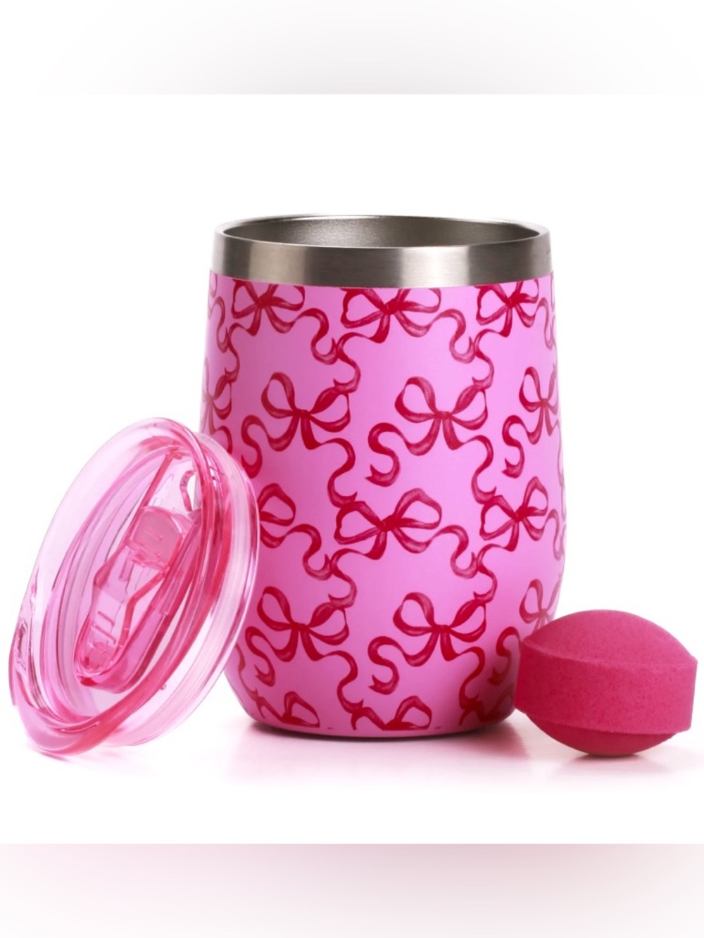 Hi Peach Layne Bow Tumbler and Bath Bomb Gift Set Pink NWT